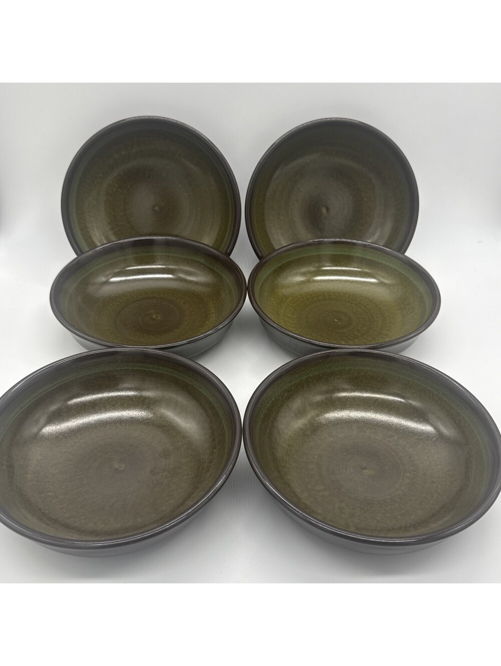 Vintage Franciscan Earthenware Soup Cereal Bowls Set of 6 Olive Green MCM